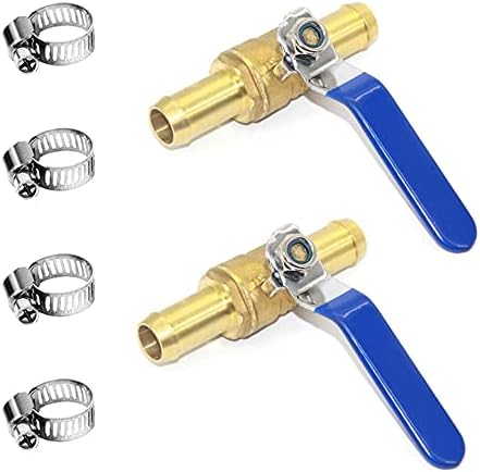 Joywayus 5/8" Hose Barb PEX Valve Inline Brass Ball Valve for Oil, Air, Gas, Fuel Line Pipe Fittings - Pack of 2