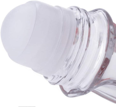 2 Pcs 50ml 1.69oz Clear Roller Bottle, Empty Glass Body with Plastic Roller