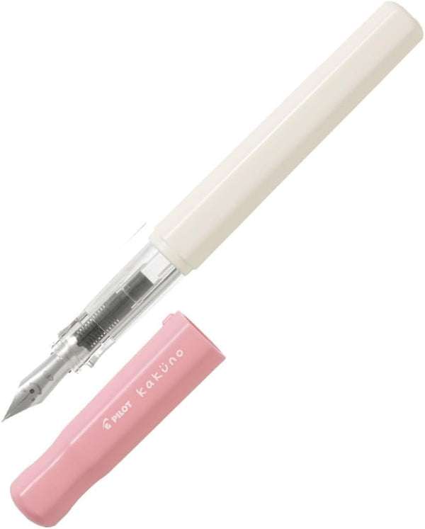 Pilot Kakuno Fine-Nib Fountain Pen - White Body with Soft Pink Cap (FKA-1SR-SPF)