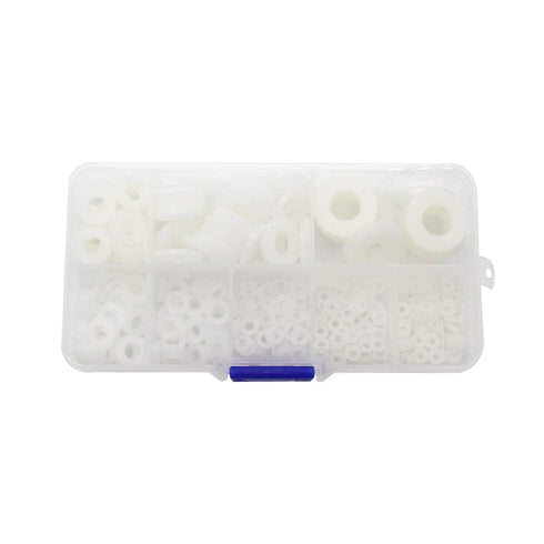 Eowpower 500 Pieces White Nylon Flat Washers Assortment Kit for M2 M2.5 M3 M4 M5 M6 M8 M10 Screw Bolt