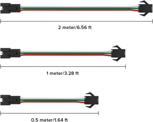 BTF-LIGHTING 5 pcs/Pack 20AWG 3 Pin JST SM Male Female Plug LED Connector, 6.56ft(2m) Extension Cable for WS2812B