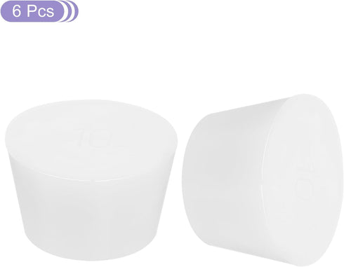 MECCANIXITY 6 Pieces Silicone Rubber Tapered Plug, 42mm to 53mm Solid Test Tubes Bungs Stopper White Translucent