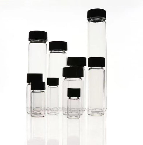 30Pcs 20mL Clear Glass Sample Vials, 5 dram Borosilicate Glass with Screwcap, PE Liner for Lab Liquid Sampling