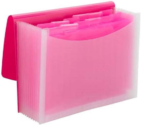 Smead Poly Expanding File, Wave Pattern Pink/Clear, 12 Dividers, Flap and Cord Closure, Letter Size (70864)