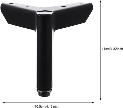 NESTINGHO 4pcs 100mm Metal Furniture Support Feet Triangle Sofa Cabinet Legs for Dresser Bedside Table with Matte Black
