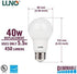 LUNO A19 Dimmable LED Bulb, 5.5W (40W Equivalent), 450 Lumens, 5000K Daylight, E26 Medium Base, 4-Pack