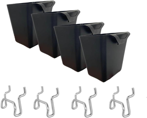 4 Sets Square Pegboard Bins with Hooks, Pegboard Tool Organizer for Office, Craft Box Organizer, Black