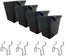 4 Sets Square Pegboard Bins with Hooks, Pegboard Tool Organizer for Office, Craft Box Organizer, Black