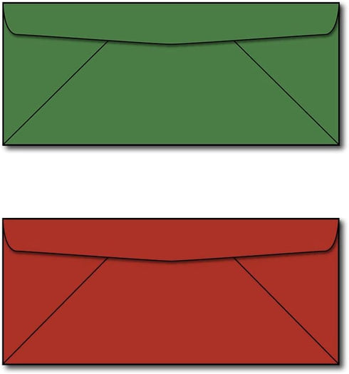 Red & Green #10 Envelope Holiday Pack, 50 Envelopes Total (25 of Each Color) for Seasonal Invites & Gifts