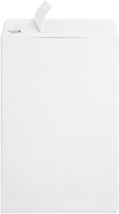 Blue Summit 50 White Catalog Envelopes - 28lb - 13 x 17.7 inch - Security Tinted, Strong Self Seal
