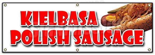 SignMission 72" Kielbasa Polish Sausage Banner Sign Grilled Polski Homemade Sandwich