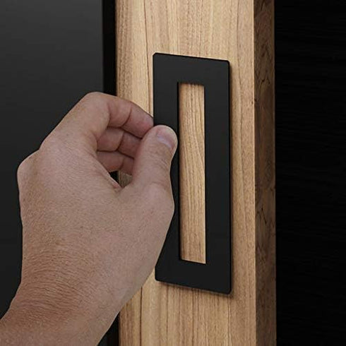 HRX STQ Sliding Aluminium Barn Door Handle, Self-Adhesive Edge for Pocket Closet Doors - Screwlesss, Peel and Stick, Complete Kit - 2 Pack - Black by HRX Glass