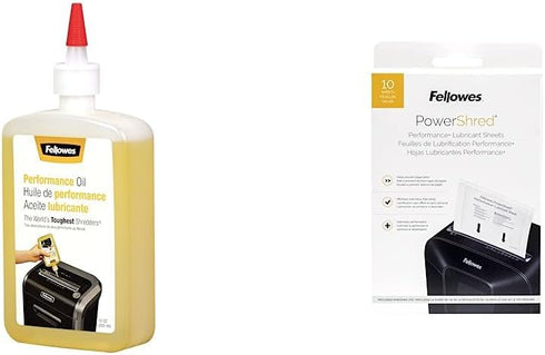 Fellowes Powershred Performance Shredder Oil, 12 oz. & Powershred Performance Paper Shredder Lubricant