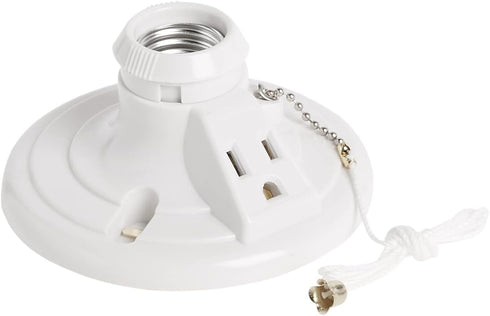 Legrand Pass & Seymour S865WCC18 250W 250V Medium Base A26 Lampholder, White, Plastic, Pull Chain (1 Count)