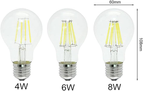 A19 4W Dimmable LED Edison Bulbs A60 E26/E27 Base LED Filament Bulbs for Bathroom Kitchen Living Room,4 Watts(40W Equivalent),Daylight White 6500K,Clear Glass,4 Pack by K JINGKELAI