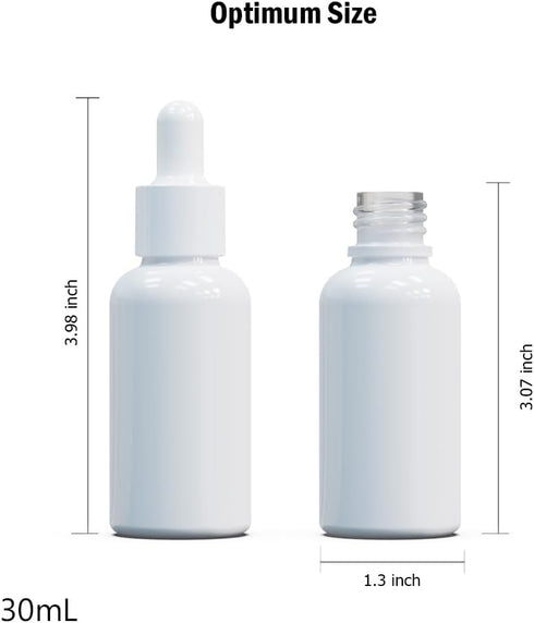 Pack of 12 (1oz) Empty Glass Dropper Bottles, White Coated with Funnels, 30ml Eye Dropper Bottles for Essential Oils,