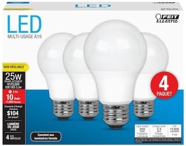 Feit Electric A19 E26 (Medium) LED Bulb Daylight 25 Watt Equivalence 4