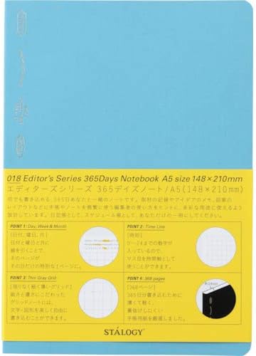 STALOGY 018 Editor's Series Notebook, 365 Days, A5, Blue, One Pack