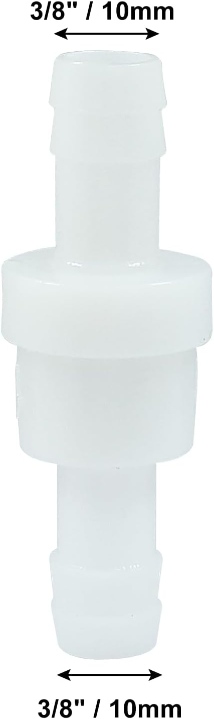 2 Pcs 3/8"(10mm) Plastic Check Valve Barb Hose with One Way Inline Check Valve Non-Return Air Water Gas Check Valve Ozone Resistance Fuel Oil Water Gas Pump