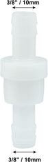 2 Pcs 3/8"(10mm) Plastic Check Valve Barb Hose with One Way Inline Check Valve Non-Return Air Water Gas Check Valve Ozone Resistance Fuel Oil Water Gas Pump