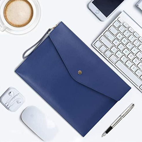 Wonderpool A4 Real Leather Multifunction Portfolio Envelope File Holder for Document Organizer and Tablet Case