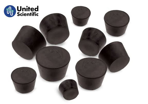United Scientific RSTPK1 Premium Black Rubber Stoppers, Assorted Sizes, 1 Pound, Good for Sealing Bottles and Tubes