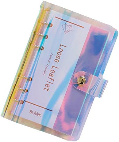 Standard 6-Ring Rainbow Clear Soft PVC Notebook Cover Protector, Round Ring Binder for Loose Leaf Pages (A6)