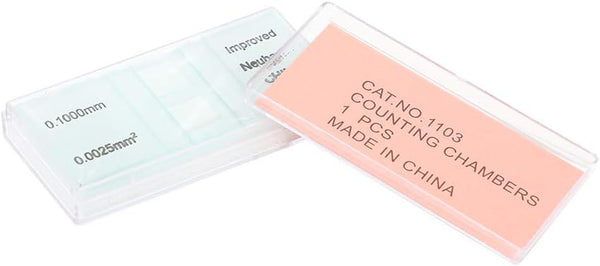 Improved Neubauer Hemocytometer Blood Cell Count Plate, Glass Microscope Slide Coverslip Counting Chambers