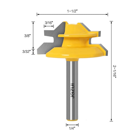 45 Degree Lock Miter Router Bit, 1/4 Inch Shank Woodworking Tools Joint Router Bits (1/4inch Shank, 1-1/2")