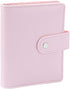 Pink A7 Macaron Colored PU Leather Binder Wallet - 6 Rings Loose Leaf Notebook Folders with Snap Button