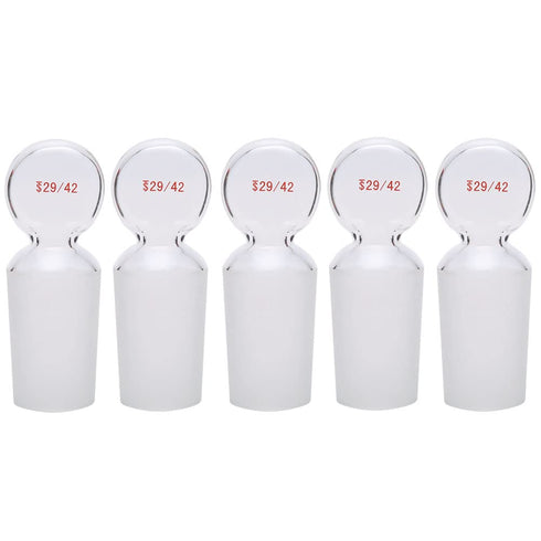 Glass Hollow Stopper Penny Head for 29/42 Outer Joint, Borosilicate Glass, Closed Bottom (5 Pcs)