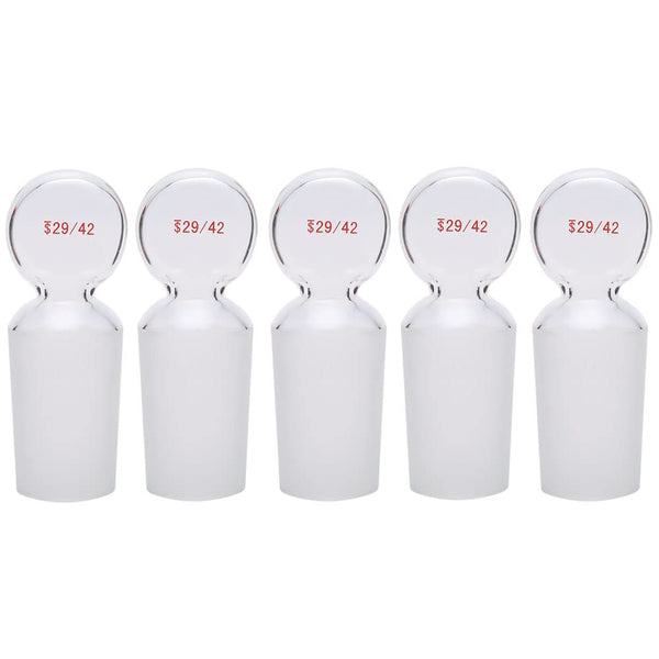 Glass Hollow Stopper Penny Head for 29/42 Outer Joint, Borosilicate Glass, Closed Bottom (5 Pcs)