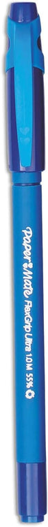 Paper Mate FlexGrip Ultra Ballpoint Stick Pen, Medium, Blue Ink, Dozen, 9610131