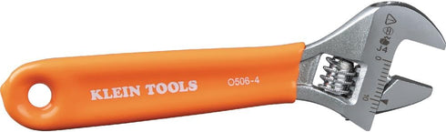 O5064 4-Inch Klein Tools Adjustable Wrench, Extra-Capacity Jaw, Forged Heat-Treated Alloy Steel, SAE, Metric Scales