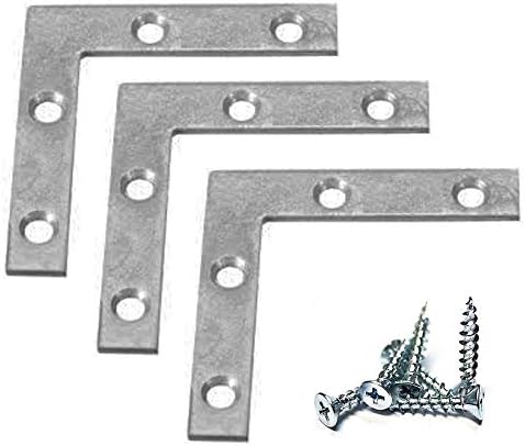 Extra Heavy Duty 12 Pack L Type Flat Zinc Plated Steel Corner Braces - 1.5" x 1.5"