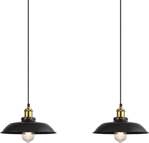 Newrays 2 Pack Black Farmhouse Pendant Light, Industrial Ceiling Lights Fixture for