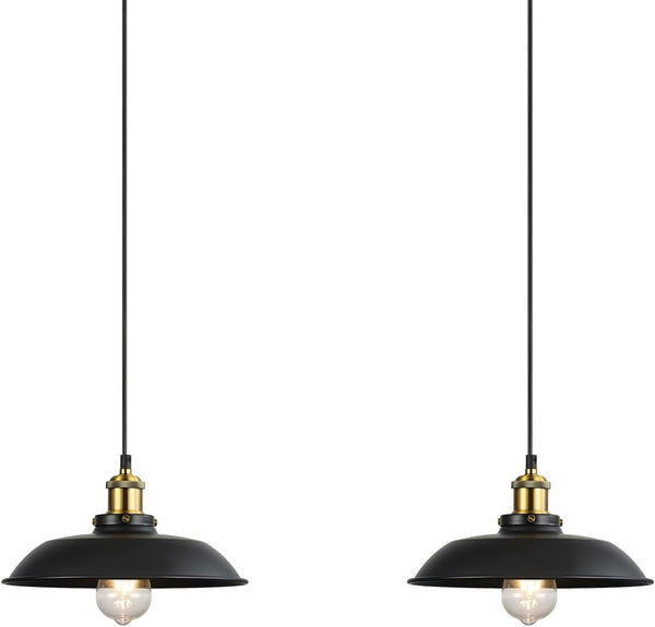 Newrays 2 Pack Black Farmhouse Pendant Light, Industrial Ceiling Lights Fixture for