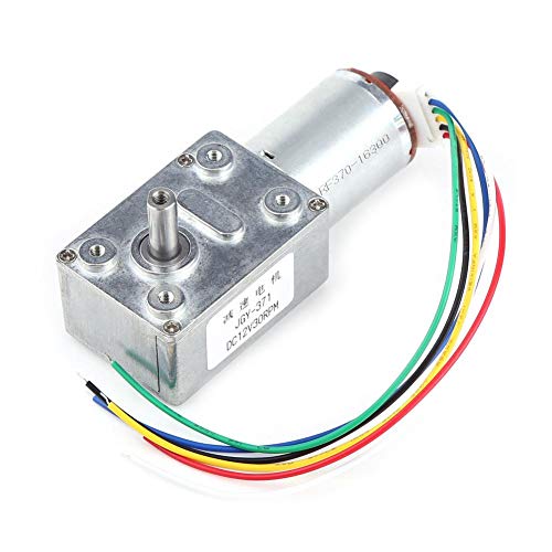 Worm Gear Motor DC 12V High Torque Gear Reduction Motor with Encoder, Strong Self Locking Electric Motor (30RPM)