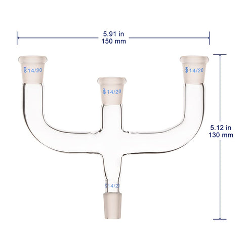 4 Way Claisen Distillation Adapter with 14/20 Joints Connecting Adapter Lab Supply