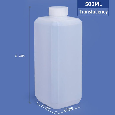 16.9oz/2 Pcs Plastic Lab Chemical Reagent Bottles, Square Sample Storage Container, Chemical Container Bottle with Inner Ring Cover, Narrow Mouth Sample Sealing Storage Bottles (Translucent)