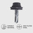 (Pack of 25) Metal Roofing Screws 3/16"" x 3/4"" (4.8 x 19 mm) Self-Drilling Screws with EPDM Washers, Anthracite Grey