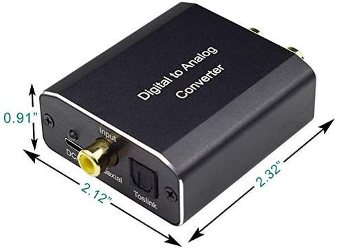 192 3.5mm Digital to Analog Audio Converter, Hdiwousp kHz DAC Digital Coaxial and Optical Toslink to Analog Jack