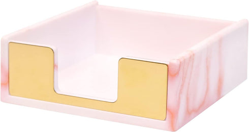 Marble Pink Sticky Note Holder, Acrylic Notepad Dispenser, Desk Organizer for Office Supplies