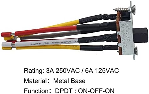 Power & Data Zing Ear Canal Ceiling Fan Reverse Direction Panel Mount Vertical Wiring Slide Switch 6 Pin DPDT ON