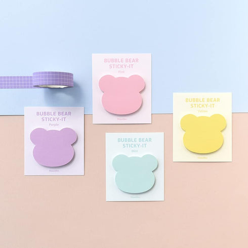 Monolike Bubble Bear Sticky-it, 8p Set Self-Adhesive Memo Pad, 30 Sheets