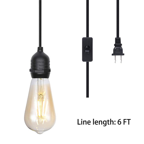 BUBYVV E26 6.6 Ft Light Socket Extender, with Plug and ON/Off Switch, Extension Cord for Pendant Lights, Outdoor String