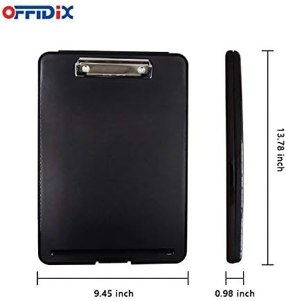 OFFIDIX A4 Plastic Folder Clipboard - Foldover Clipboard for School, Home, and Office (Black)