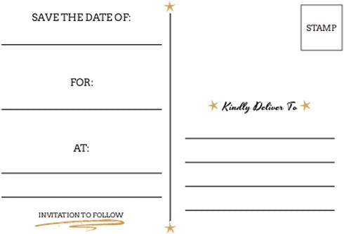 Sophie's Favors 6in. 4in. (50 Count) Gold Stars Save The Date Postcards - X