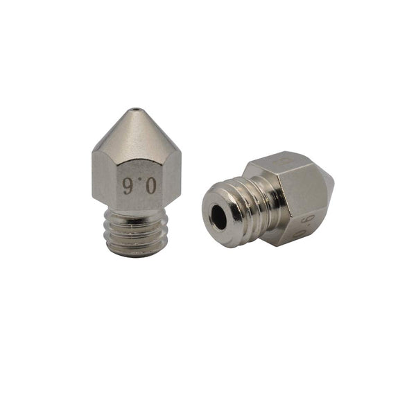 POLISI3D 2pcs MK8 0.6mm Brass Nozzle - Wear Resistant, Compatible with 1.75mm Makerbot MK8, Creality CR10, Ender 3 Pro