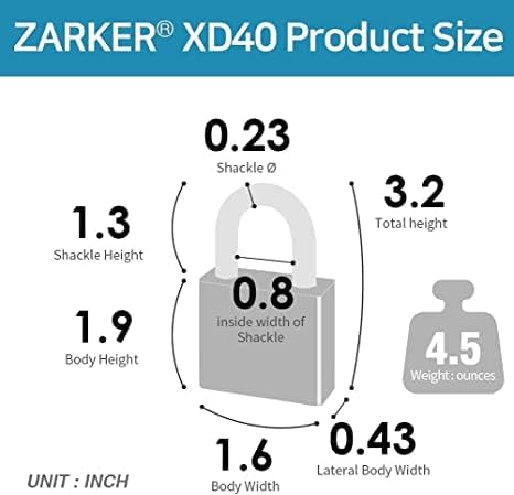 XD40 4 Digit Combination Lock, Padlock for School Gym Locker, Fence, Toolbox, Case Storage (1-Pack, Blue)